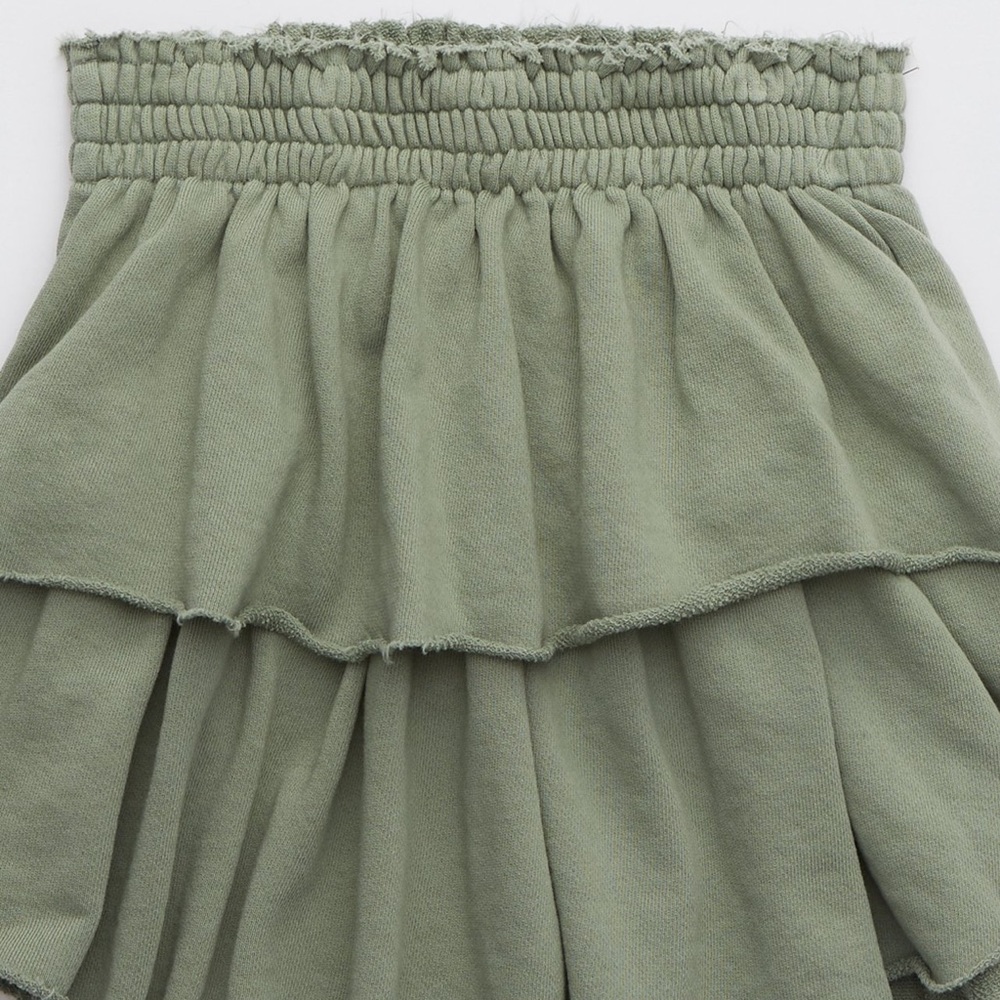 Aerie green ruffle mini skirt